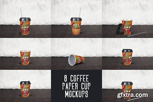 8 Coffee Paper Cup Mockups