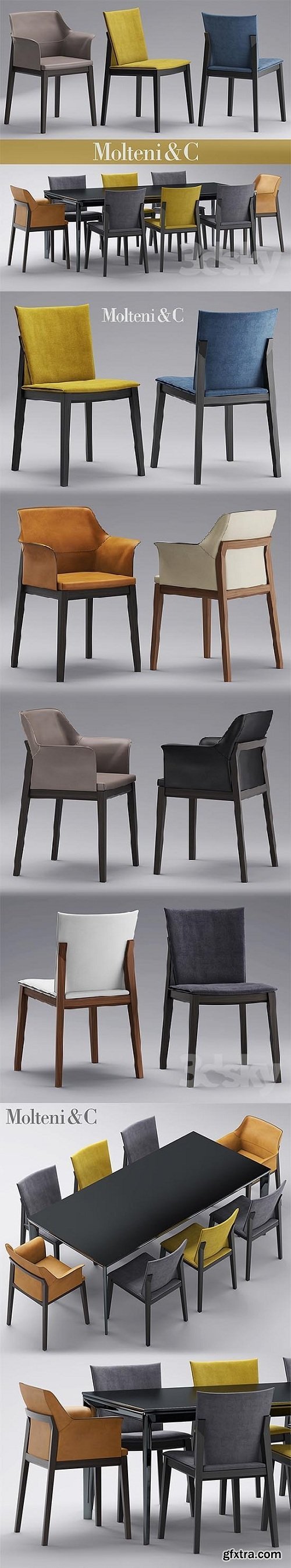 Table and chairs molteni CHAIRS BREVA, TIVAN