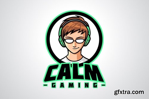 Calm Gamer Character Mascot Logo