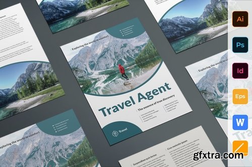 Travel Agent Agency Poster Flyer Business Card Brochure Bifold Trifold