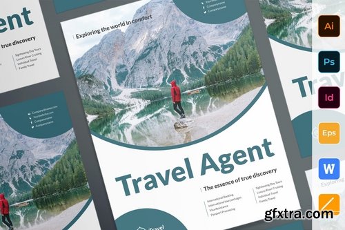 Travel Agent Agency Poster Flyer Business Card Brochure Bifold Trifold