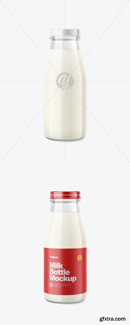 Glass Milk Bottle Mockup 39583