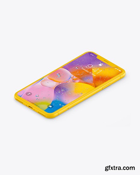 iPhone XR Clay Isometric Left Mockup 46114