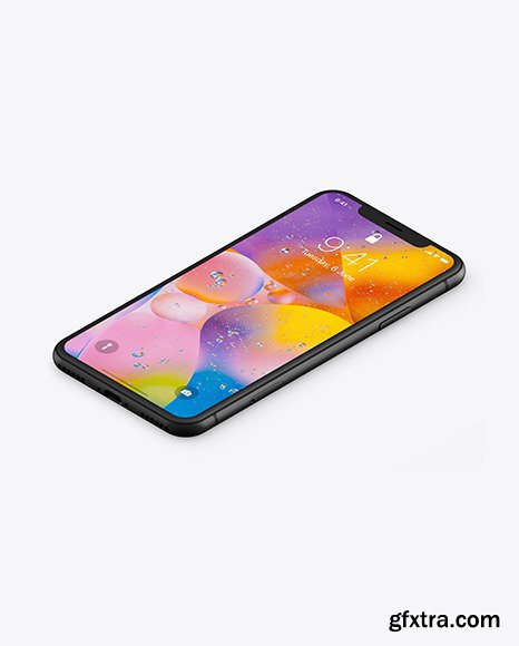 iPhone XR Clay Isometric Left Mockup 46114