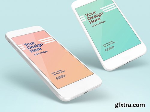 Two Floating Smartphones Mockup 253853539