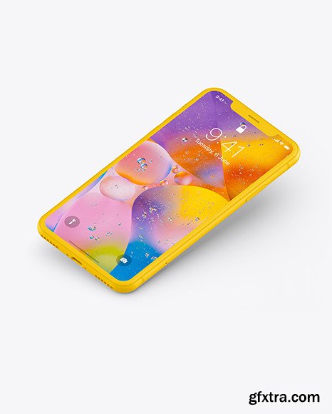 iPhone XR Clay Isometric Floating Left Mockup 46113