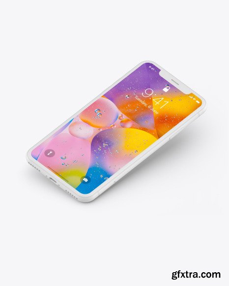 iPhone XR Clay Isometric Floating Left Mockup 46113