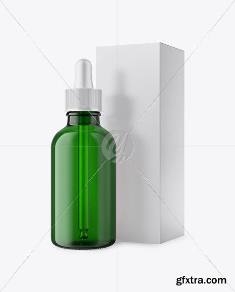 50ml Green Glass Dropper Bottle W/ Box 46345