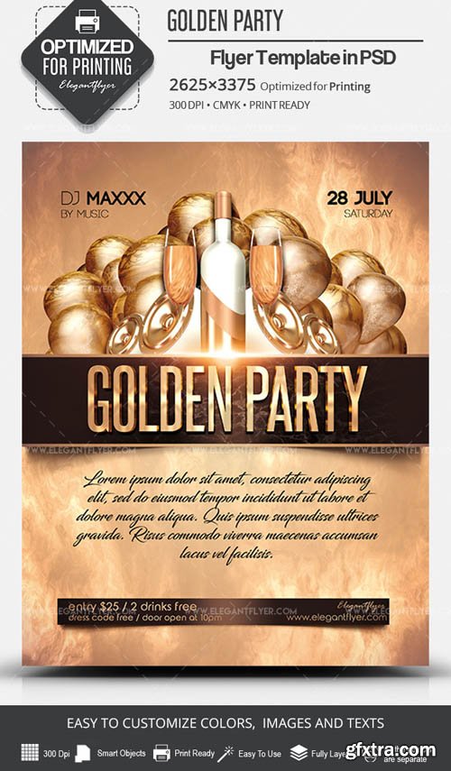 Golden Party V7 2019 PSD Flyer Template