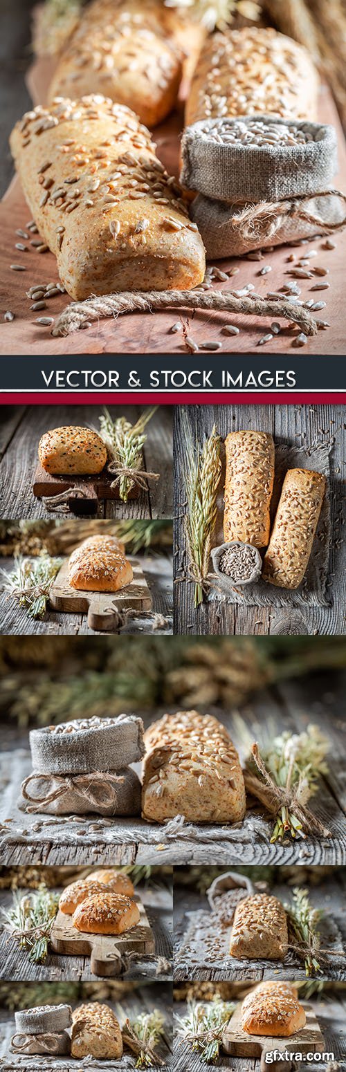 Roll ciabatta and baguette with sunflower seeds