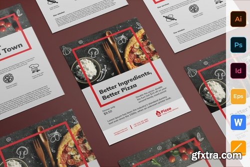 Pizza Poster Flyer Business Card Brochure Bifold Trifold