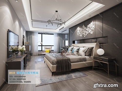 Modern Style Bedroom Interior Scene 04 (2019)