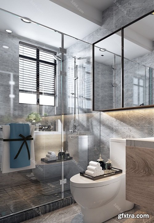 Modern Style Bathroom Interior Scene 04 (2019)