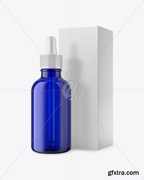 50ml Blue Glass Dropper Bottle W/ Box