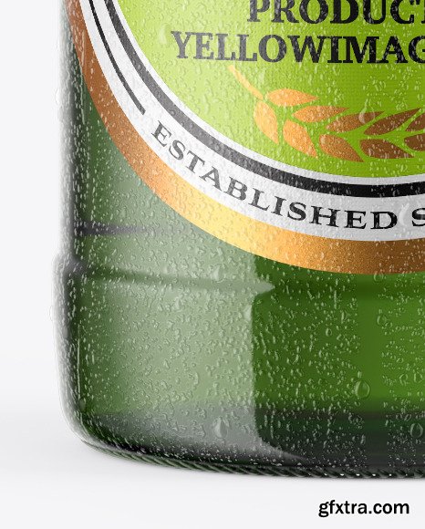 Green Glass Beer Bottle With Condensation 46283