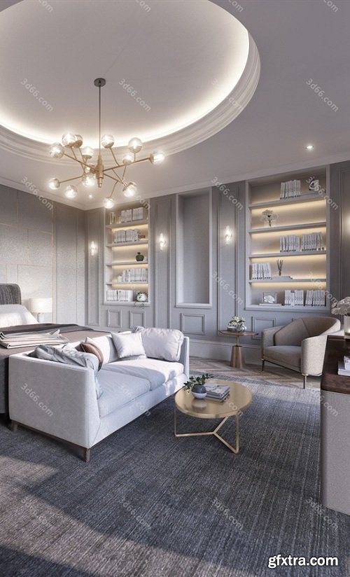 Modern Style Bedroom Interior Scene 06 (2019)