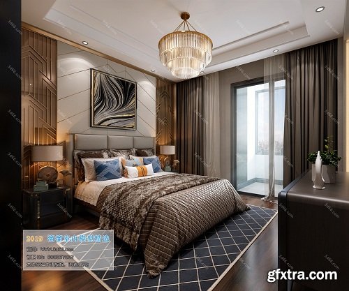 Modern Style Bedroom Interior Scene 07 (2019)