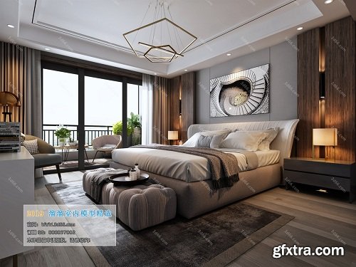 Modern Style Bedroom Interior Scene 09 (2019)