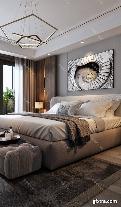 Modern Style Bedroom Interior Scene 09 (2019)