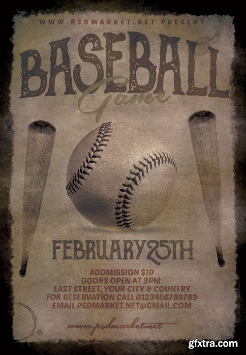 Baseball game - Premium flyer psd template