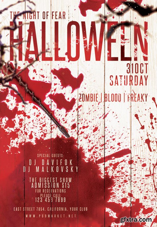 Bloody halloween - Premium flyer psd template