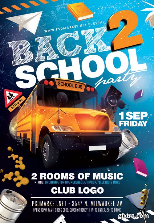 Back to school party night - Premium flyer psd template