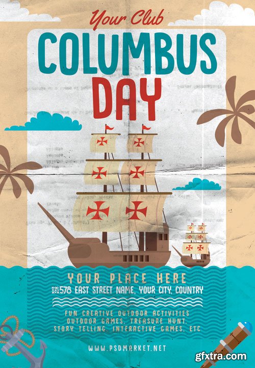 Columbus day - Premium flyer psd template