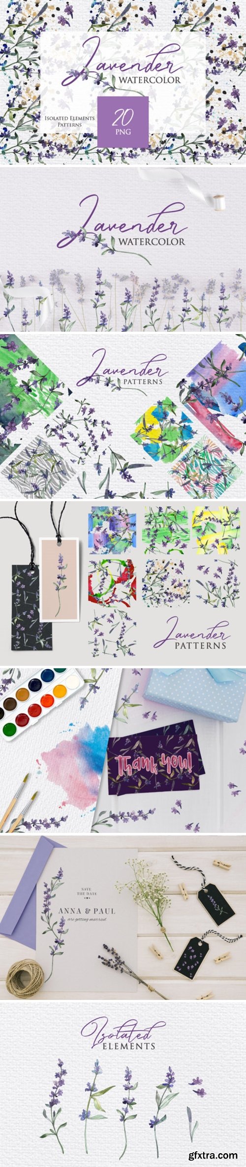 Watercolor Lavender PNG Collection 1615626