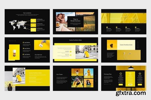 Uzela Yellow Gradient Color Tone Keynote