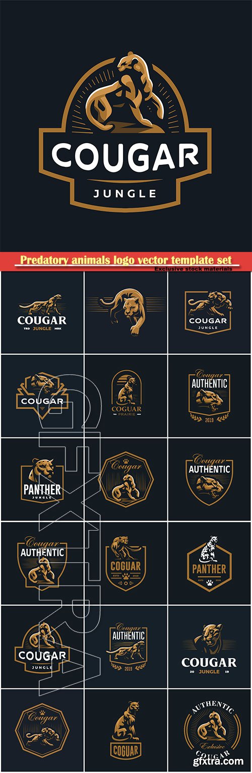 Predatory animals logo vector template set