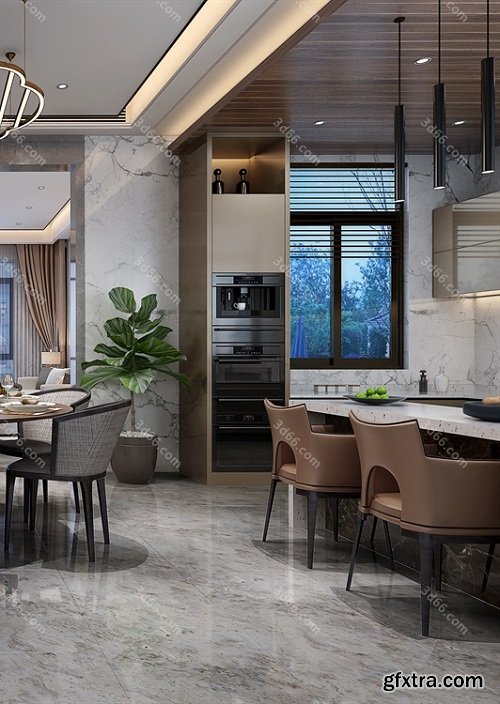 Dining Room & Kitchen Interior Scene 02 (2019)