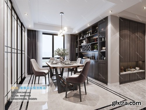 Dining Room & Kitchen Interior Scene 07 (2019)