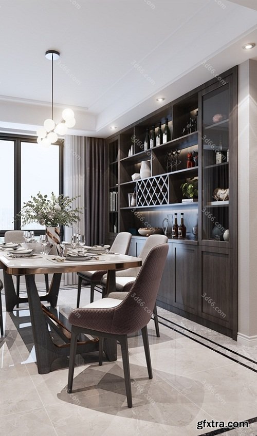 Dining Room & Kitchen Interior Scene 07 (2019)