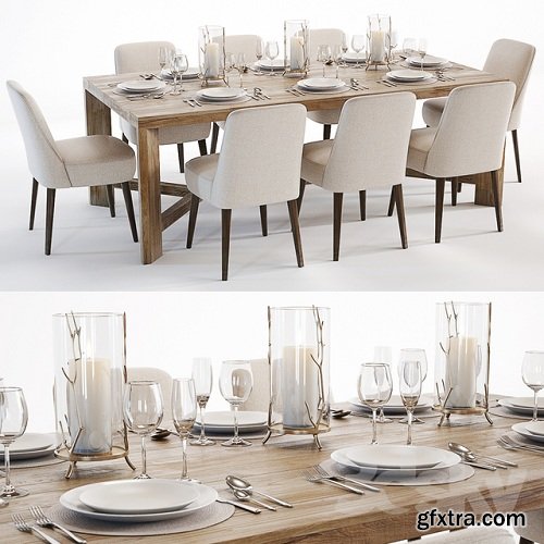 Curations Limited Gernoble & Torino table set 3D Model