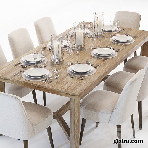 Curations Limited Gernoble & Torino table set 3D Model