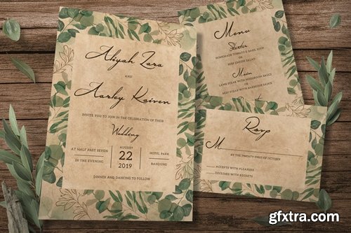 Vintage Foliage Wedding Invitation