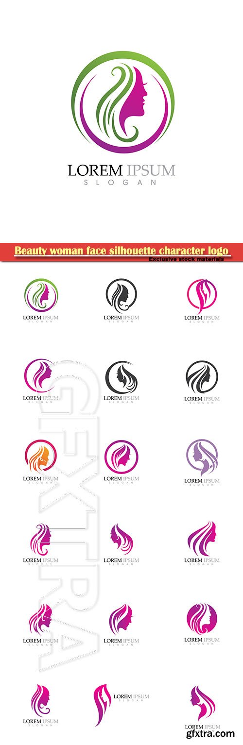 Beauty woman face silhouette character logo