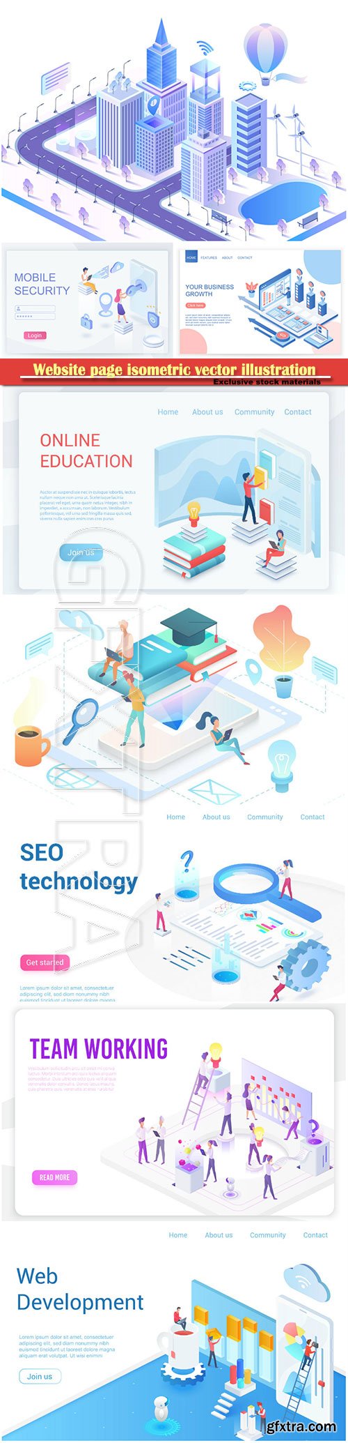 Website page isometric vector illustration, flat banner # 9