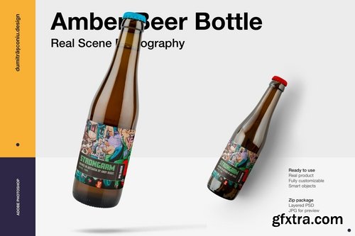 Amber Beer Bottle Mockup