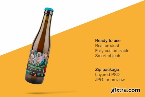 Amber Beer Bottle Mockup