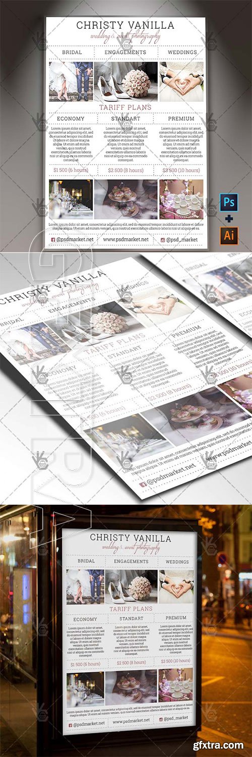 Wedding Photographer Pricelist - A4 Flyer PSD/AI Template