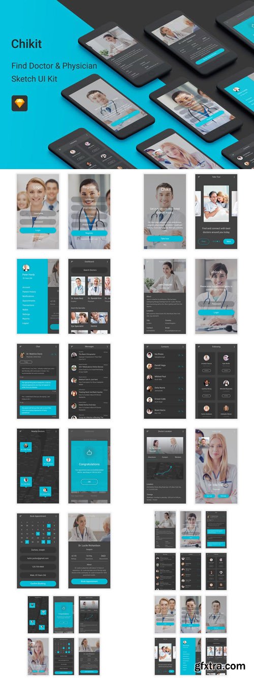 Chikit - Find Doctor & Physician Sketch UI Kit