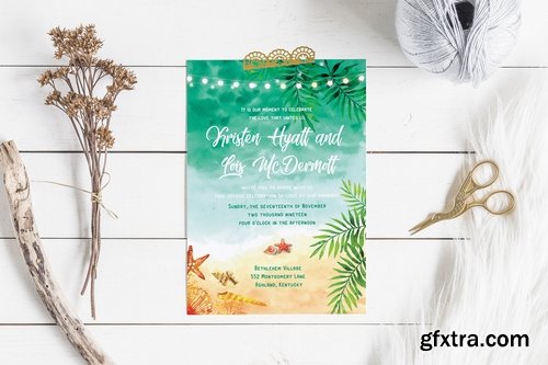 Beach Wedding Invitation Card