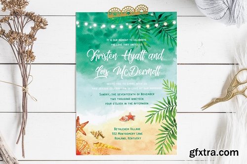 Beach Wedding Invitation Card