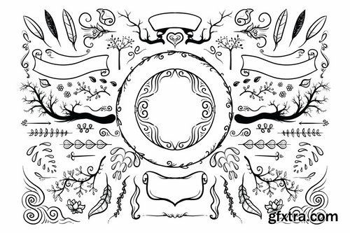 Hand Drawn Natura Vector Illustration Elements