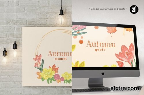 Autumn wreaths with text and floral elements