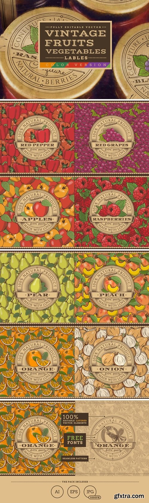 Vintage Fruits &amp; Vegetables Labels