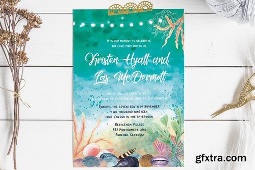 Beach Wedding Invitation Card II