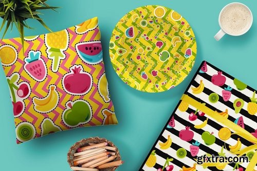 Happy Fruits Seamless Patterns