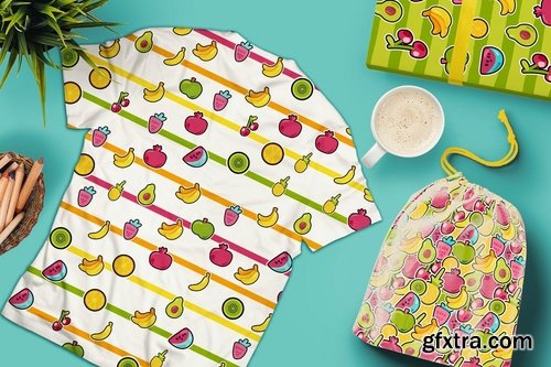 Happy Fruits Seamless Patterns